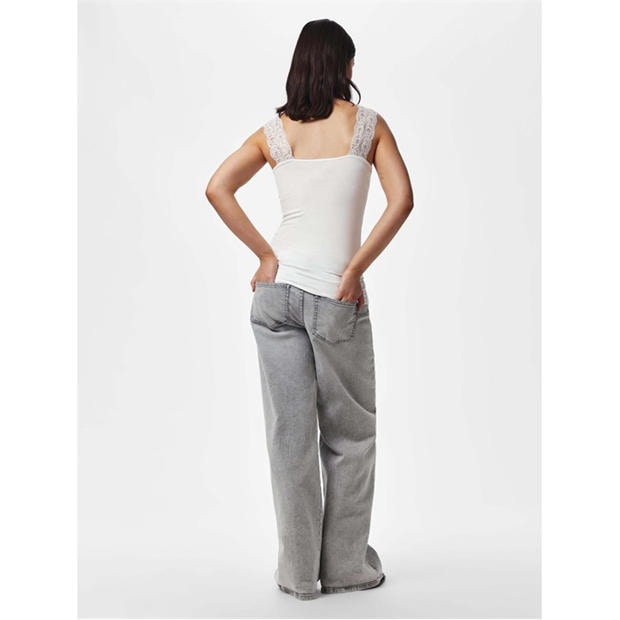 Bright White - Pieces - Women's Barbera Lace V-Neck Sleeveless Slim-Fit Tank Top