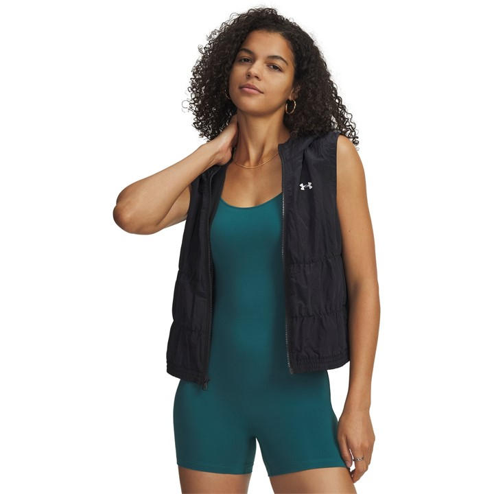 Under Armour Women's Black Rival Woven Ruched Vest in Size 14, Sports Direct