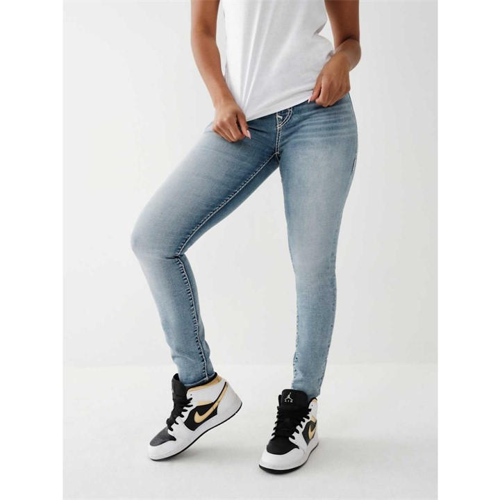 True Religion Women's Blue Trainer T Halle Super Fit Mid Rise Skinny Jeans in Size 27 L32, Sports Direct