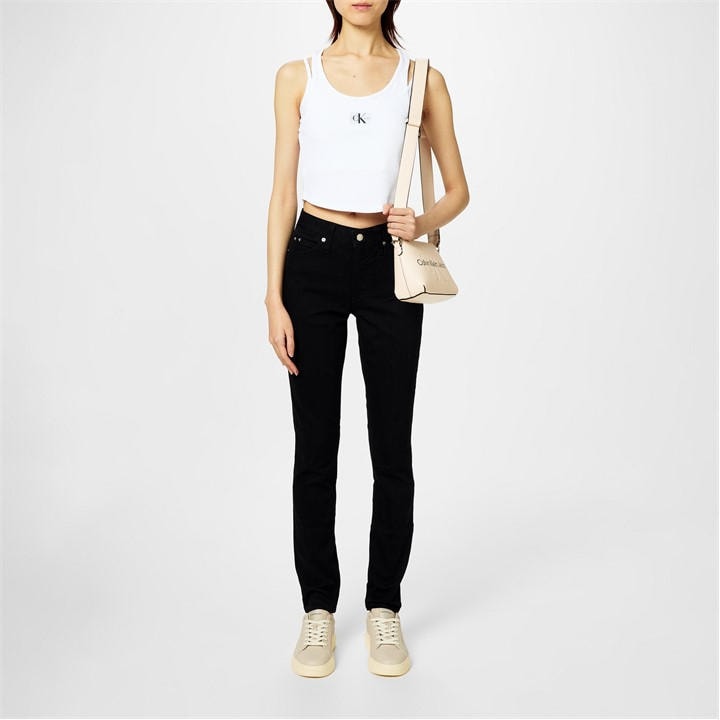 Calvin Klein Jeans Women's Black 011 Mid Rise Skinny Jeans in Size 31 R, Sports Direct