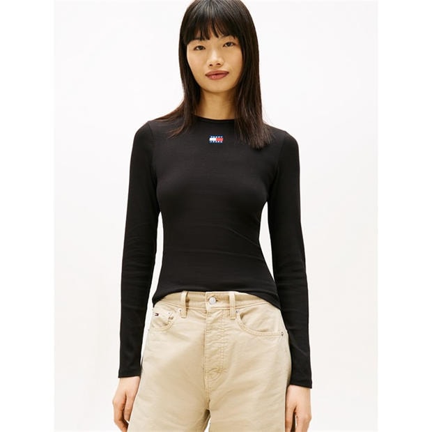 Black - Tommy Jeans - TJ Bdg LS T-Shirt Ld64