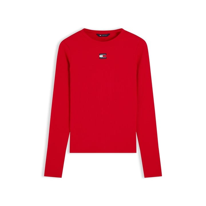 Tommy Jeans Women's Red Tj Bdg Ls T-Shirt Ld64 in Size 16, Sports Direct
