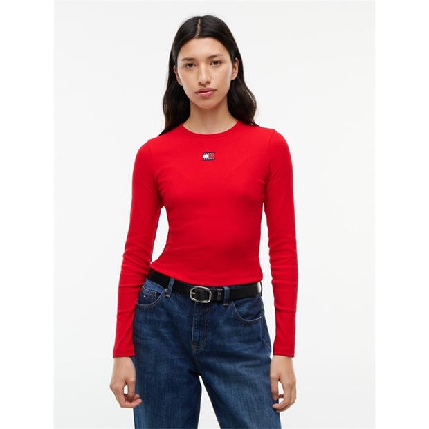 Lavish Red - Tommy Jeans - TJ Bdg LS T-Shirt Ld64