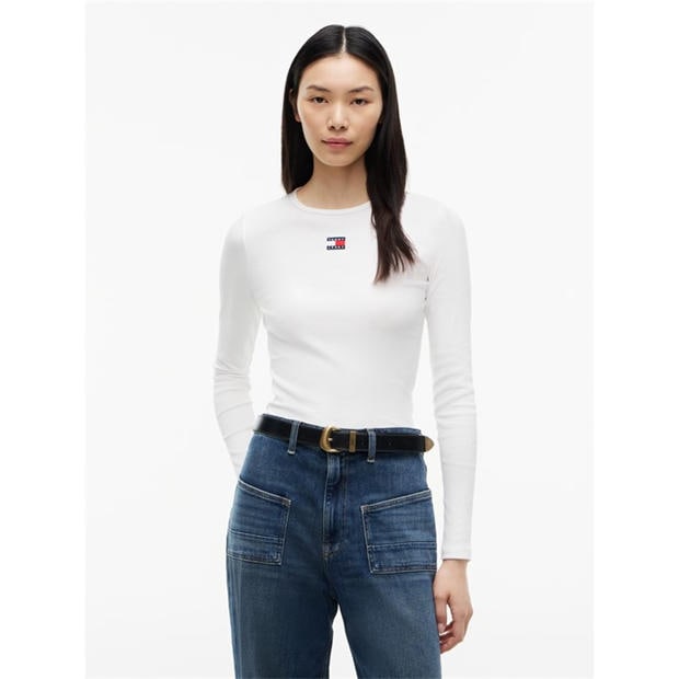 Ecru - Tommy Jeans - TJ Bdg LS T-Shirt Ld64