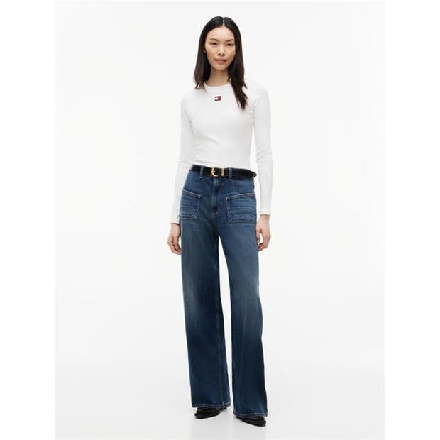 Ecru - Tommy Jeans - TJ Bdg LS T-Shirt Ld64