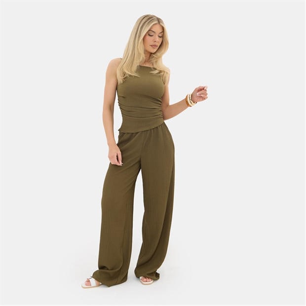 Khaki - I Saw It First - Textured Ruched Cami Top