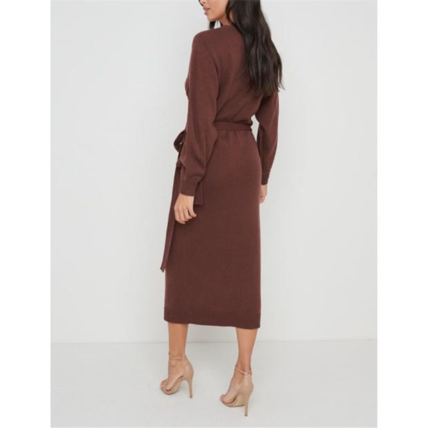 Brown - Pretty Lavish - Beau Wrap Midi Dress