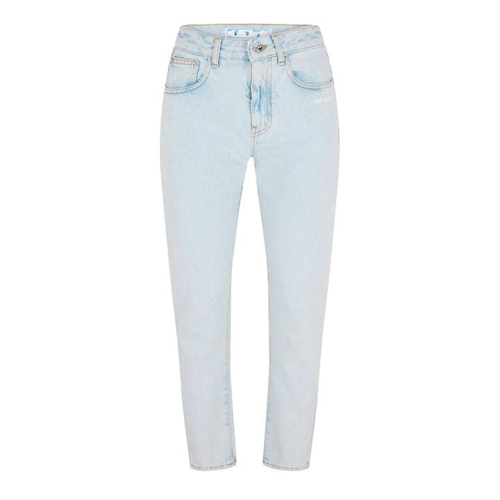 Off White Women's  Cropped Logo Cotton Straight Leg Jeans in Size 26 R, Sports Direct
