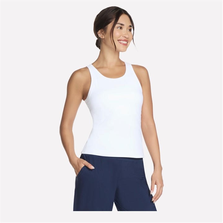 Skechers Women's White Gowalk Shelf Bra Tank Vest in Size 12, Sports Direct