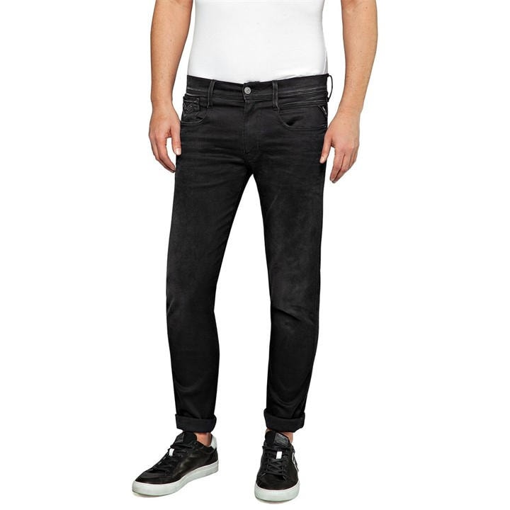 Replay Men's Black Hyperflex Anbass Slim Jeans in Size 38 R, Sports Direct