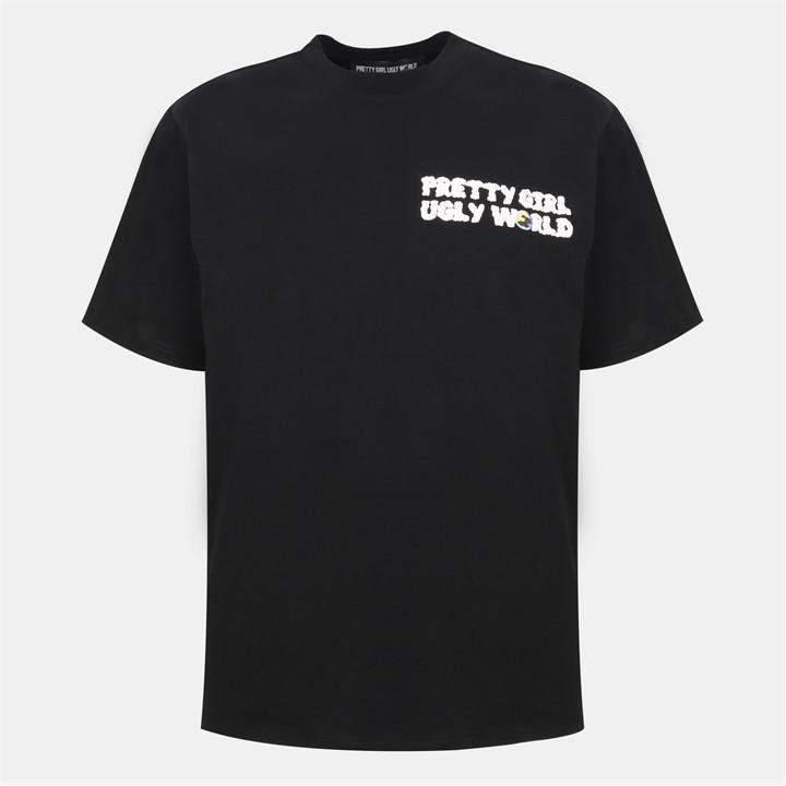 Pretty Boy Ugly World Women's Black Cotton Short Sleeve Crew Neck T-Shirt in Size 6, Sports Direct