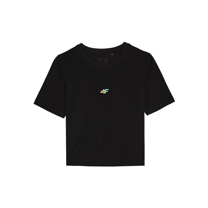 4F Women's Black Print Logo Tee Ld61 in Size 10, Sports Direct