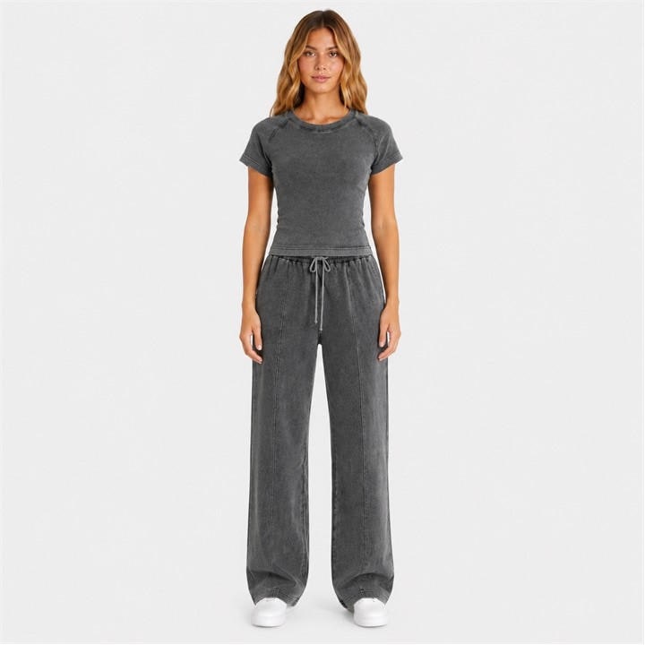 I Saw It First Women's Grey Acid Wash Seam Detail Tshirt in Size 10, Sports Direct