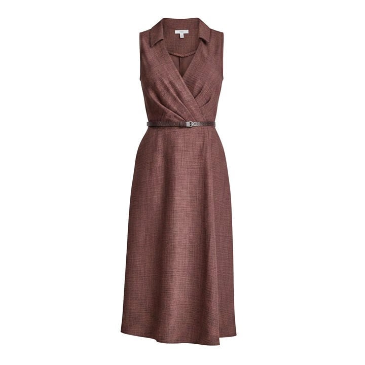 Dkny Women's Brown Sl Belted Midi Shirt Dress in Size 8, Sports Direct