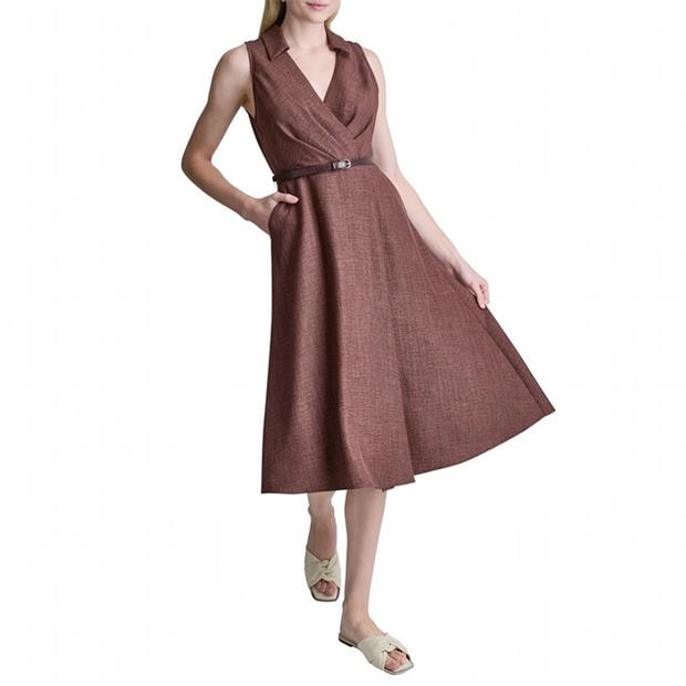 Java - DKNY - Women's SL Belted Midi Shirt Dress