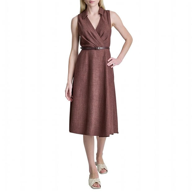 Java - DKNY - Women's SL Belted Midi Shirt Dress