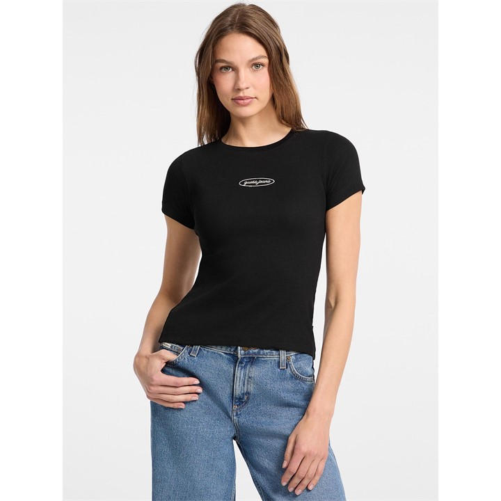 Guess Women's Black Slim Fit T-Shirt in Size 14, Sports Direct