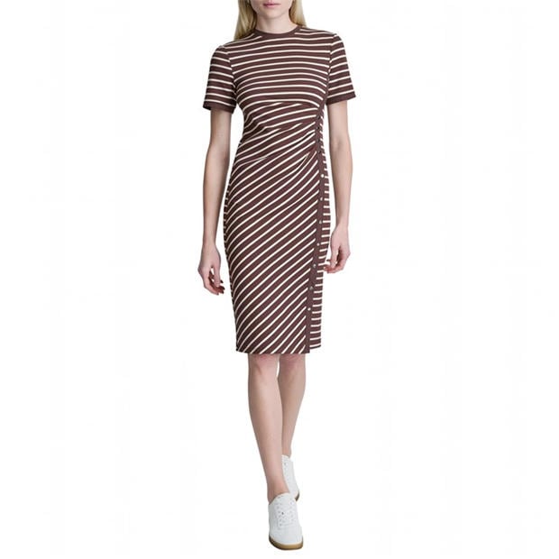dkny jersey dress Women's Rib Knitted T-Shirt Embroidered Shirt Dress