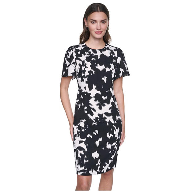 Coconut/Black - DKNY - Women's Scuba Crepe Bodycon Dress