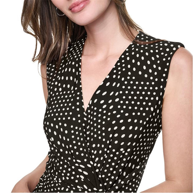 Black/Coconut - DKNY - Women's SL Jersey Wrap Dress