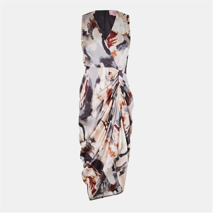 Paris  Women's  Marble Print Wrap Top Gathered Skirt Midi Dress, Football by AX  in Size 8, Sports Direct