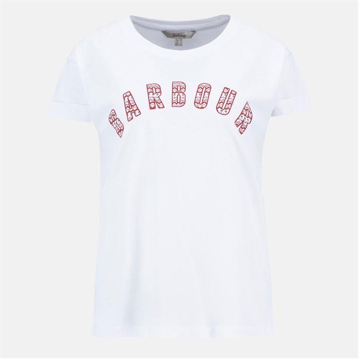 Barbour Women's White Kingsford T-Shirt in Size 16, Sports Direct