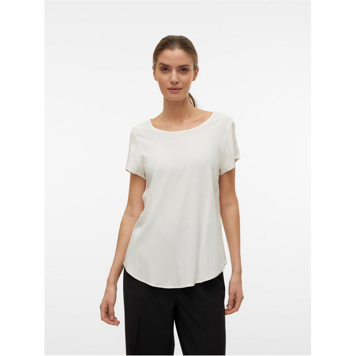 Vero Moda Women's White Bella Short-Sleeve Regular Fit T-Shirt in Size 10, Sports Direct