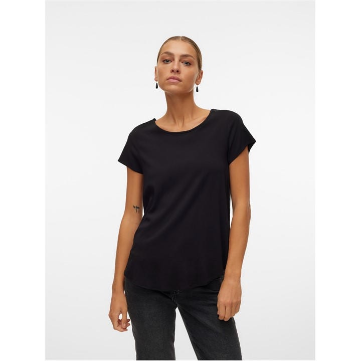Vero Moda Women's Black Bella Short-Sleeve Regular Fit T-Shirt in Size 10, Sports Direct