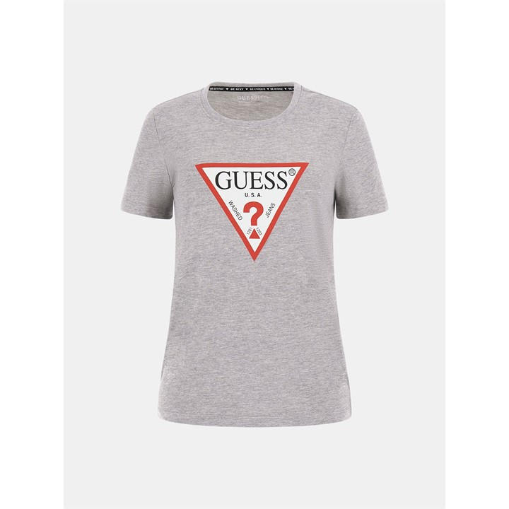 Guess Women's Grey Short Sleeve Crew Neck Original Slim Fit T-Shirt in Size 16, Sports Direct