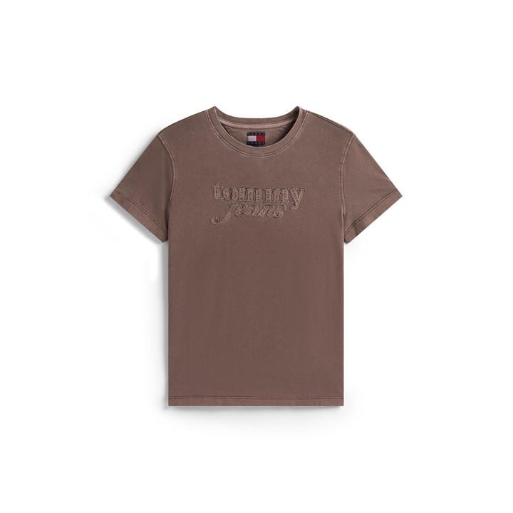 Tommy Jeans Women's Brown Gmd Script T-Shirt in Size 12, Sports Direct