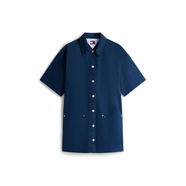 Tommy Jeans Women's Blue Pokt Mini Shirt Dress in Size 10, Sports Direct