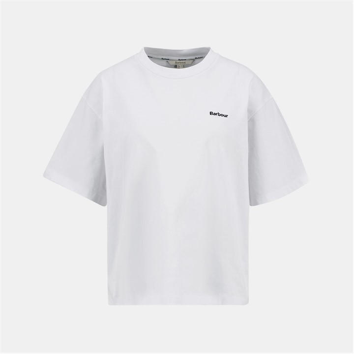 Barbour Women's White Jema Oversized T-Shirt in Size 16, Sports Direct