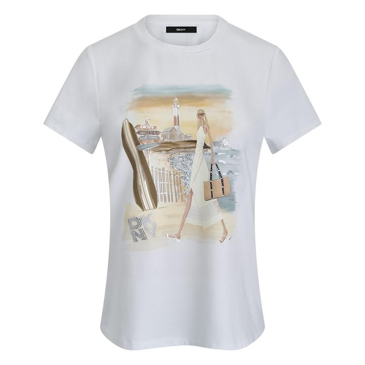Dkny Women's White T-Shirt in Size 14, Sports Direct