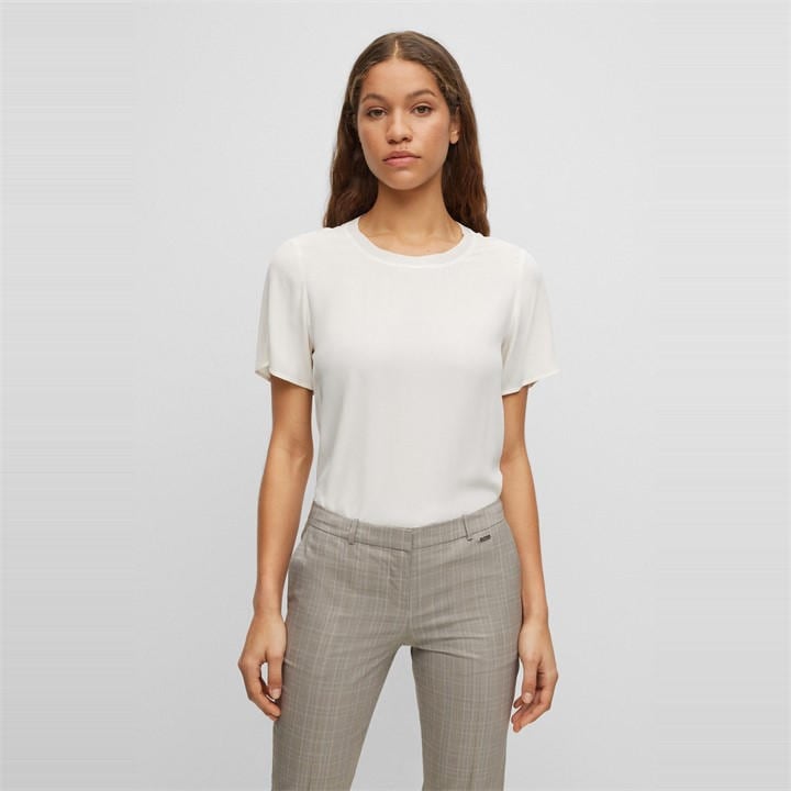 Boss Women's White Ilyeana Regular Fit T-Shirt in Size 12, Sports Direct