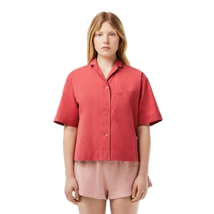 Lacoste Women's Red Short-Sleeve Plain Shirt in Size 8, Sports Direct