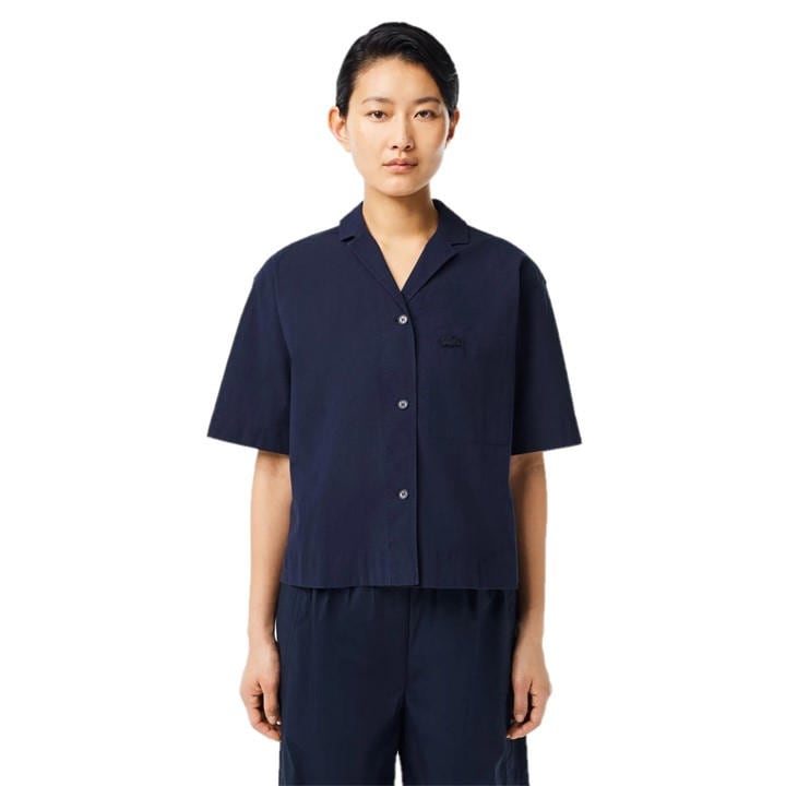 Lacoste Women's Blue Short-Sleeve Plain Shirt in Size 8, Sports Direct