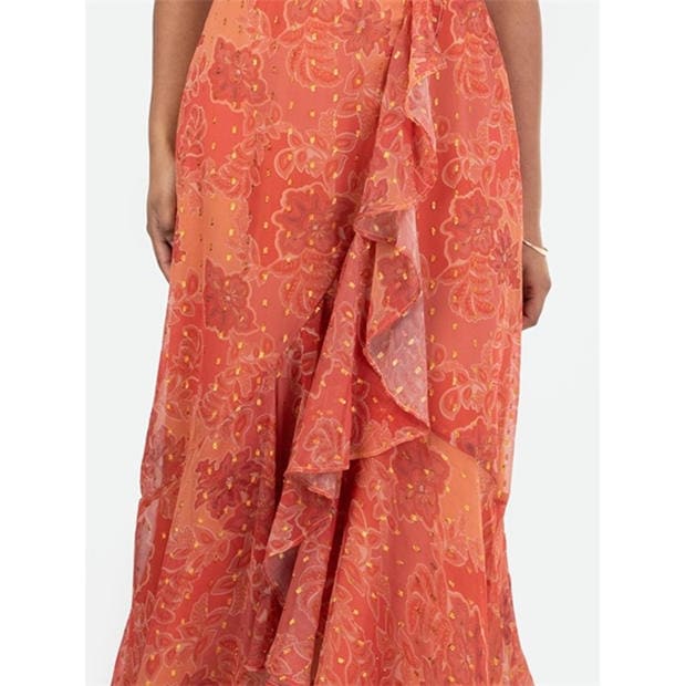 Rust - Anaya With Love - Anaya With Love Recycled Rust Halter Neck Floral Print Midaxi Dress