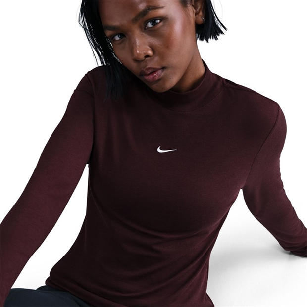 Burgundy Crush/ - Nike - Women's Knitted Mock T-Shirt