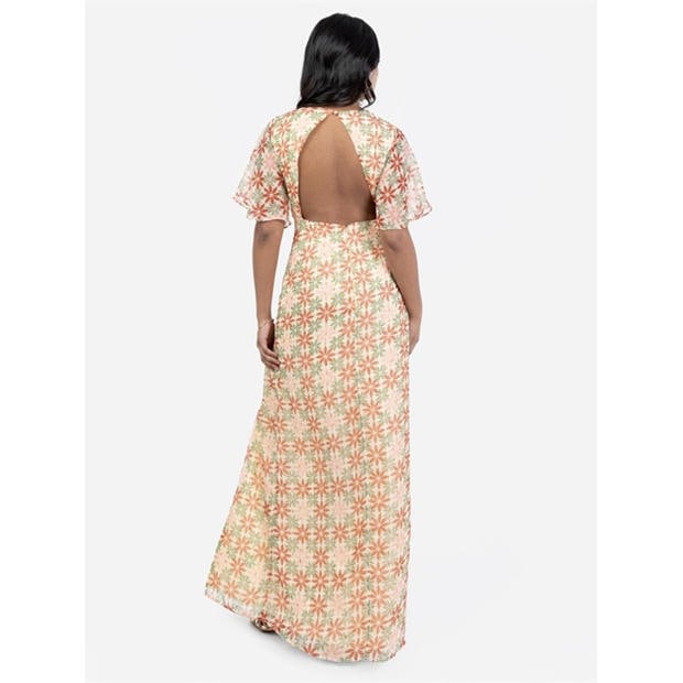 Print - Anaya With Love - Anaya with Love Recycled Floral Print Open Back Maxi Dress with Split
