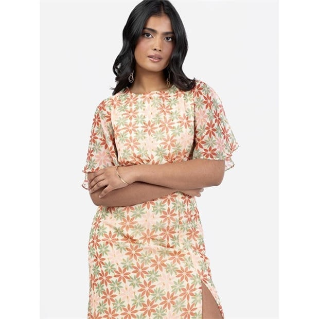 Print - Anaya With Love - Anaya with Love Recycled Floral Print Open Back Maxi Dress with Split