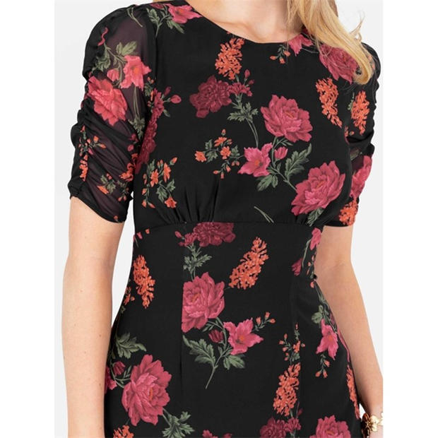 Black - Anaya With Love - Women's Keyhole Back Midi A Line Dress