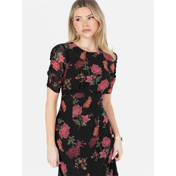 Black - Anaya With Love - Women's Keyhole Back Midi A Line Dress