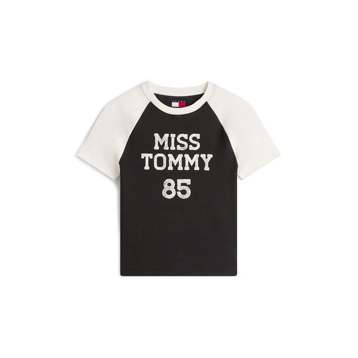Tommy Jeans Women's Black Miss T T-Shirt in Size 16, Sports Direct