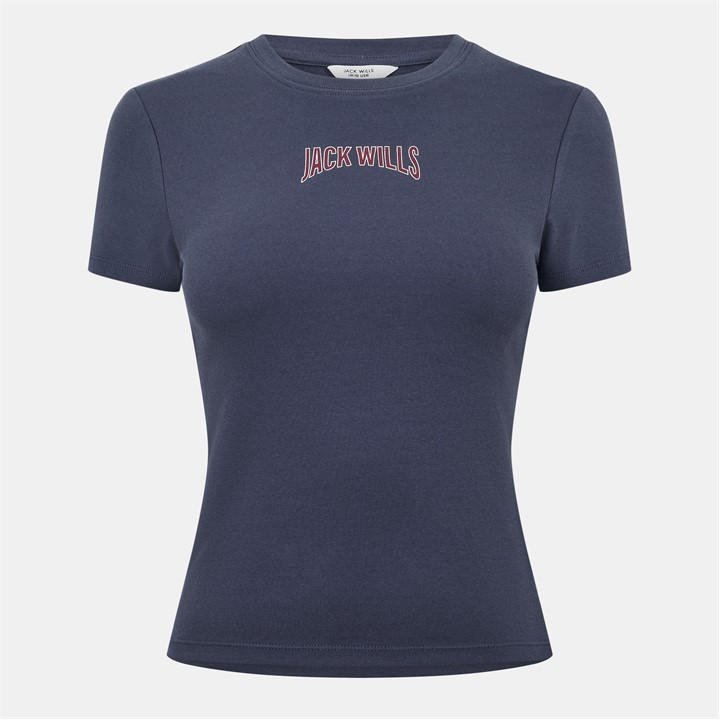 Jack Wills Women's Brown Graphic Baby Slim Fit T-Shirt in Size 12, Sports Direct