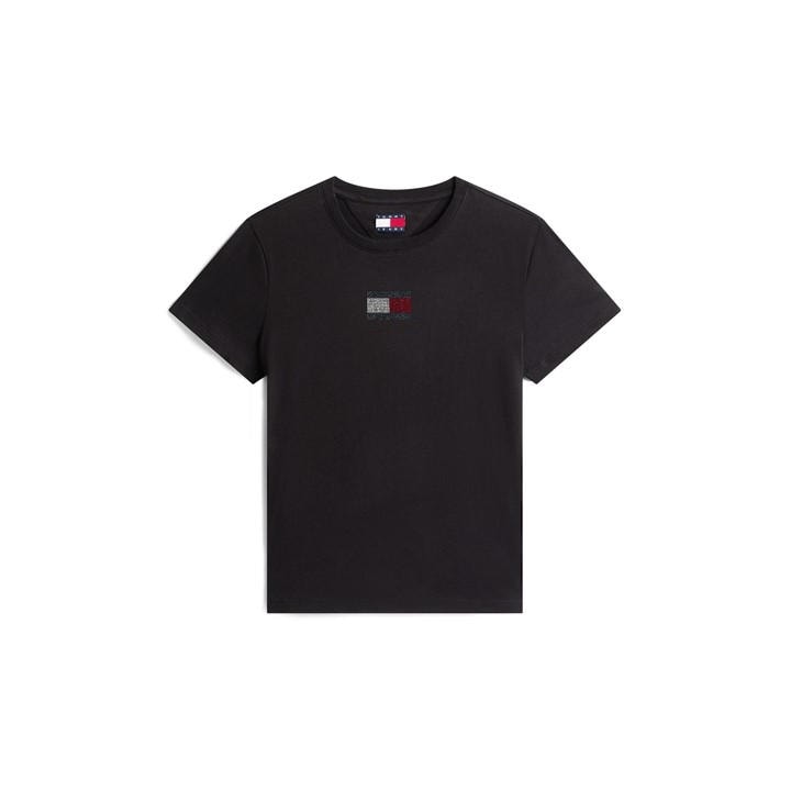 Tommy Jeans Women's Black Tj Part Flag Regular Fit T-Shirt in Size 10, Sports Direct