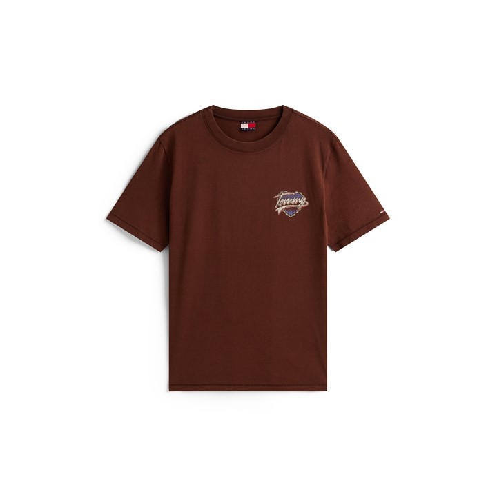 Tommy Jeans Women's Brown Wash Heart Heart Graphic T-Shirt in Size 10, Sports Direct