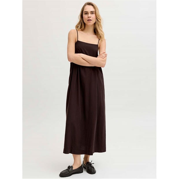 Seal Brown - JJXX - Women's Linen Smock Dress