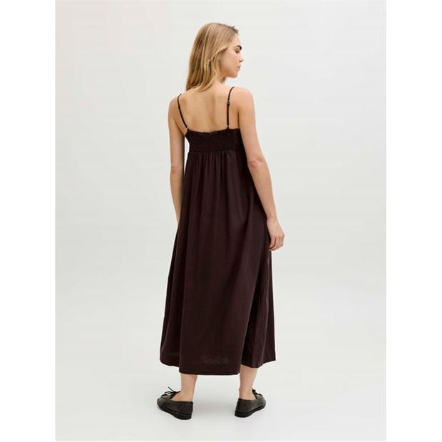 Seal Brown - JJXX - Women's Linen Smock Dress