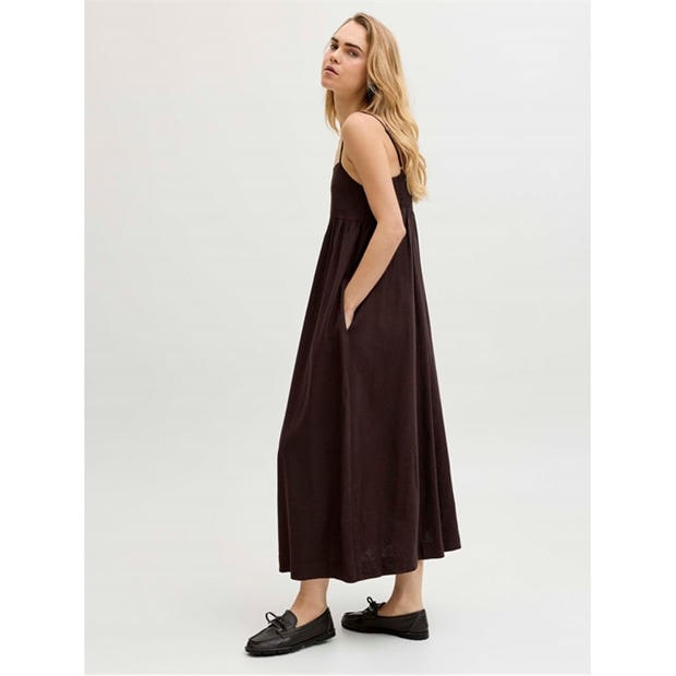 Seal Brown - JJXX - Women's Linen Smock Dress