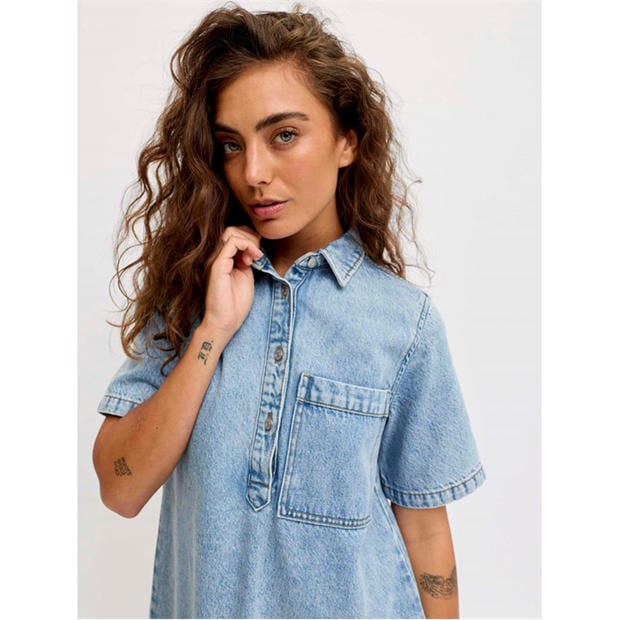 Lt Blue Denim - JJXX - Women's Denim Shirt Dress